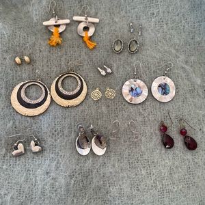 Twelve Pairs of Unique Pierced Earrings, Excellent Condition